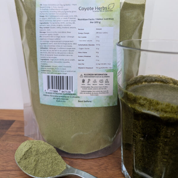 Green Smoothie with Young Barley & Garden Greens – 1 lb (454g) – 25+ Servings - Image 9