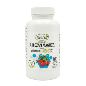 Magnesium Malate 750mg with Vitamin C & Organic Wild Rose | 100 Vegan Capsules – High Strength Bioavailable Chelate Complex by NatVita