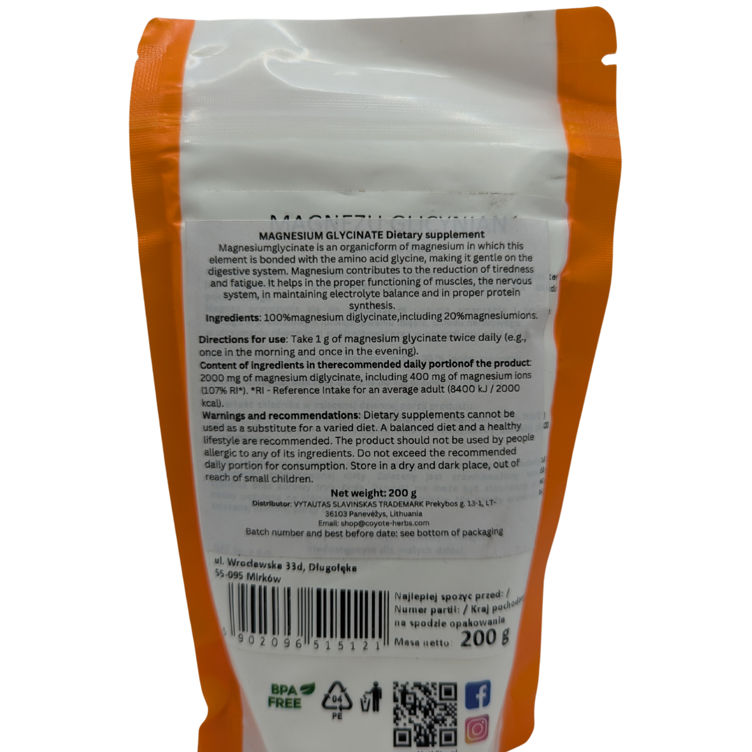 Pure Magnesium Glycinate Powder 200g | NatVita Premium Bisglycinate - Image 3