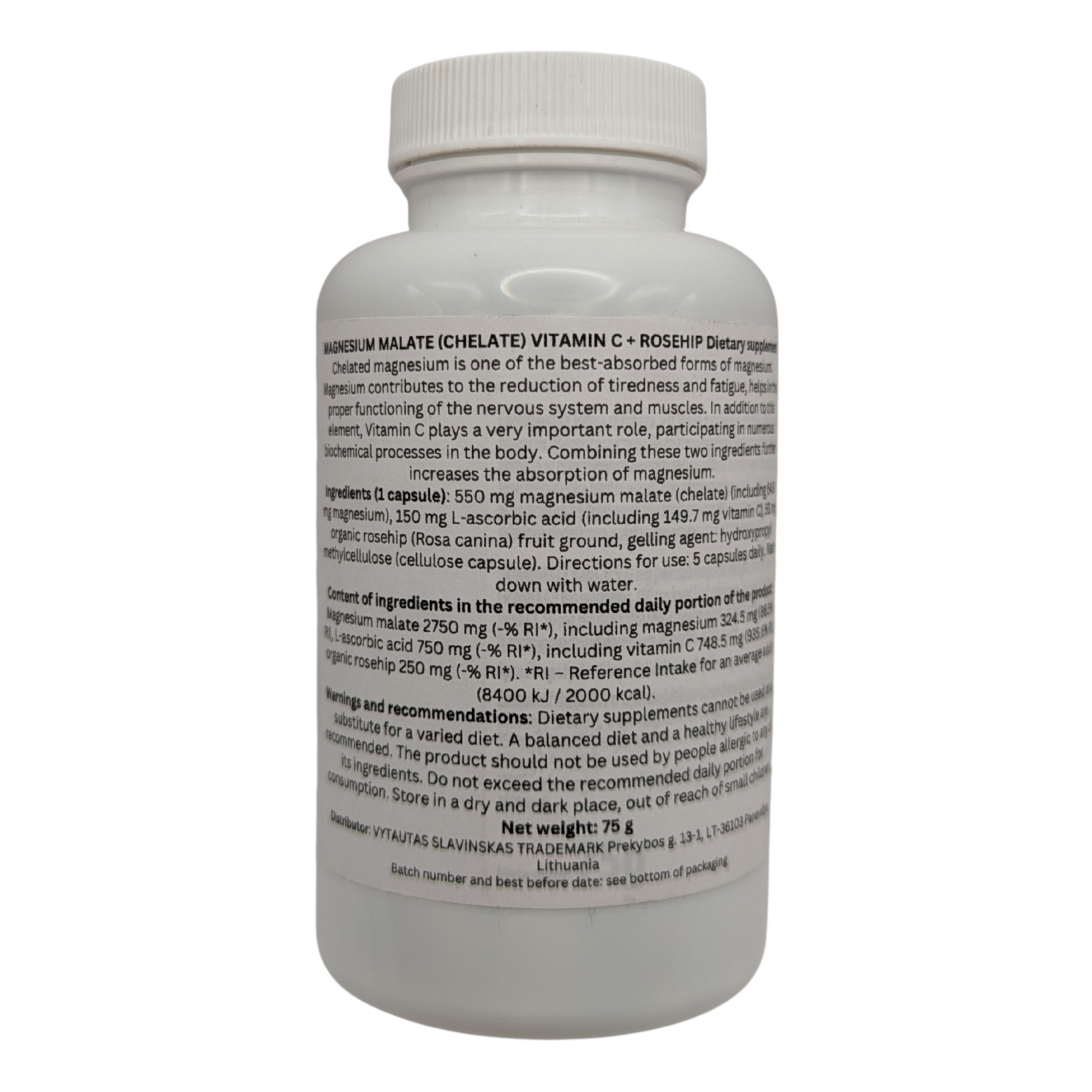 Magnesium Malate 750mg with Vitamin C & Organic Wild Rose | 100 Vegan Capsules – High Strength Bioavailable Chelate Complex by NatVita - Image 4