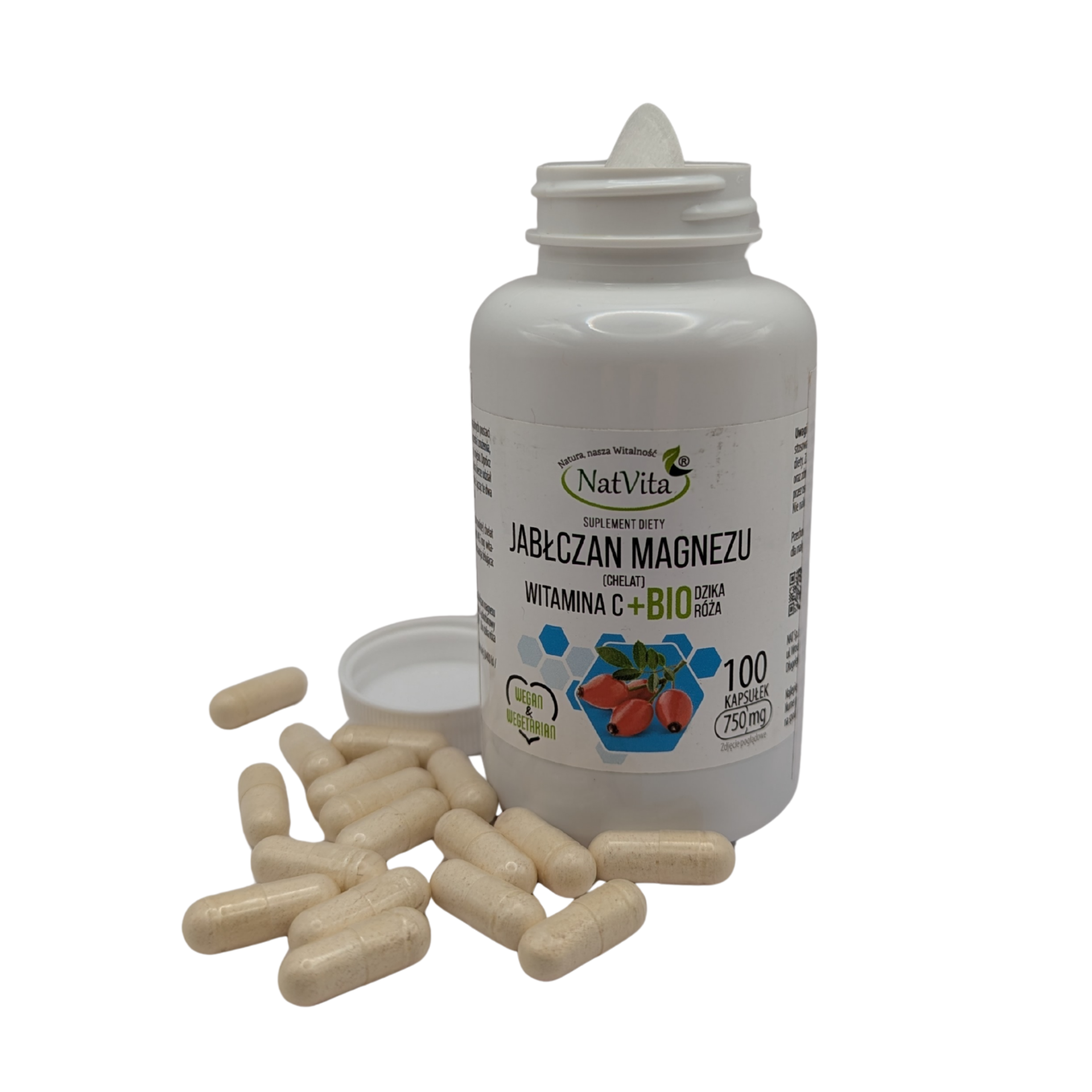 Magnesium Malate 750mg with Vitamin C & Organic Wild Rose | 100 Vegan Capsules – High Strength Bioavailable Chelate Complex by NatVita - Image 2